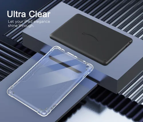 Vista 6 de MoKo Funda para tableta Amazon Kindle Fire HD 8 y 8 Plus (12ª generación - versión 2024/2022) de 8 pulgadas, ultra transparente, suave, flexible