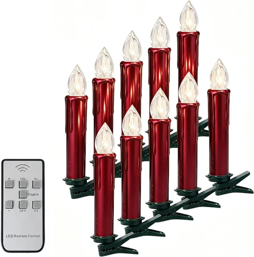 Vista 13 de Velas LED sin llama, 6 velas cónicas blancas con control remoto para decoración de bodas, 4 pulgadas