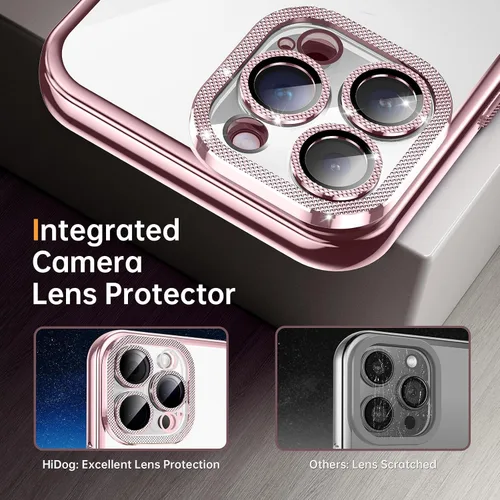 Vista 4 de Funda para iPhone 14 Pro Max con protector de lente de cámara integrado [diseño único de textura de diamante] [magnético superfuerte] Funda delgada