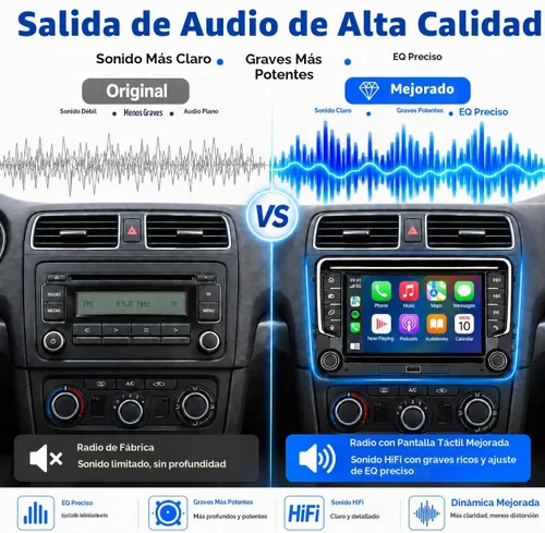 Vista 7 de [Actualización] YZKONG - Estéreo de coche compatible con VW Passat Golf MK5 Jetta Caddy EOS Tiguan con Carplay inalámbrico Android Auto IPS pantalla