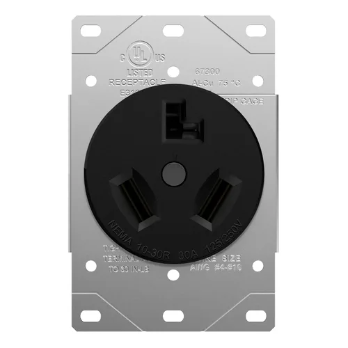 Vista 12 de ENERLITES Toma de secadora 30A, NEMA 10-30R, 125/250V, negro con placa