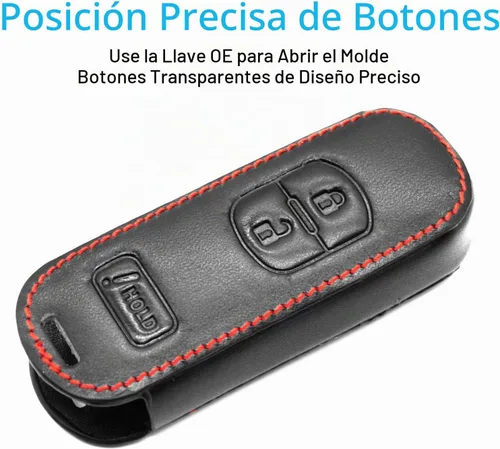 Vista 2 de MECHCOS Compatible con Mazda 3 6 CX-5 9 3 Botones Funda de Cuero para Control Remoto Llavero de Entrada sin Llave Bolsa de Protección Funda