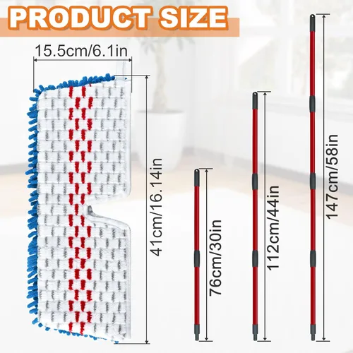 Vista 3 de Trapeadores de microfibra para limpieza de suelos, trapeador plano para uso húmedo y seco, trapeador de polvo para suelos de madera dura con 3