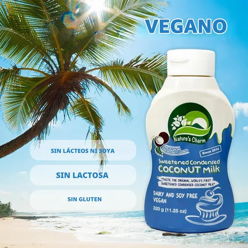 Vista 9 de Nature's Charm - Leche de coco condensada endulzada, botella para apretar, sin lácteos y soja, vegana, sin lactosa, sin gluten. Rico sabor a coco