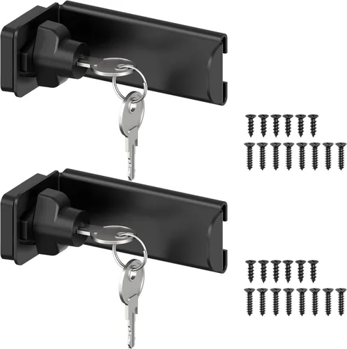 Vista 14 de Cerradura de puerta corredera de 90 grados, pestillo de hasp de ángulo recto de seguridad, pestillo de puerta para puerta corredera apto para Negro