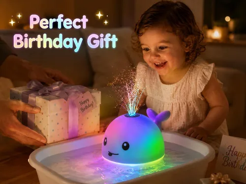 Vista 9 de Gigilli Juguetes de baño para bebés, juguete de baño de ballena iluminado Gris