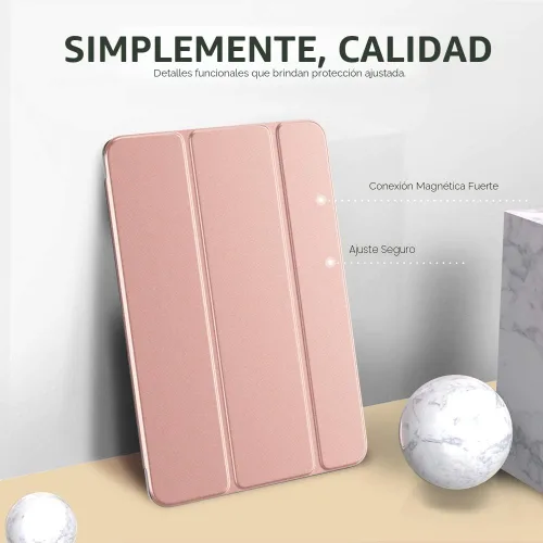 Vista 2 de MoKo - Funda compatible con iPad 2019, fina, ligera, inteligente, carcasa, cubierta de soporte con protector trasero traslúcido esmerilado 1-Oro Rosa