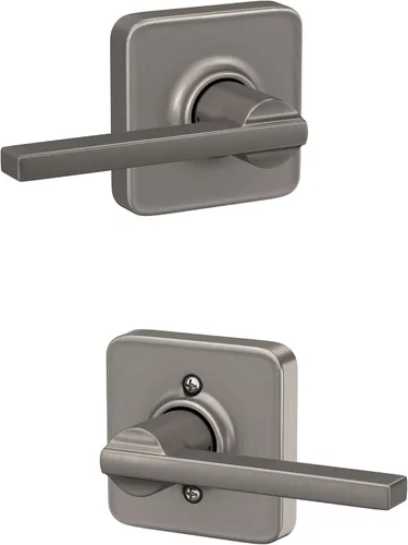 Vista 76 de Schlage F51A LAT 716 Latitude - Manija de puerta con bloqueo de entrada con llave, en acabado de bronce envejecido
