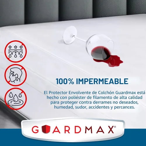 Vista 3 de Guardmax Protector de colchón individual con cremallera, funda de colchón 1 - Blanco