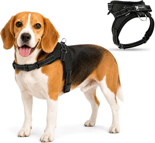 Vista 26 de Arnés ajustable reflectante para perro con asa evita tirones, XXS, Negro