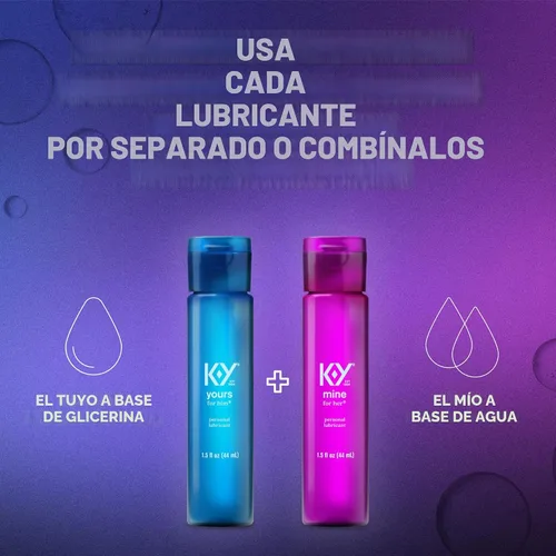 Vista 3 de K-Y Yours + Mine Couples - Lubricante personal, dos lubricantes personales, lubricante a base de agua para mujeres y lubricante a base de glicerina