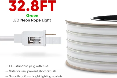 Vista 4 de Shine Decor Productos del paquete de clip de montaje con kit de luces de neón LED verde de 10M/32.8ft