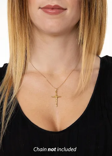 Vista 2 de Lucchetta - Colgante de oro de 14 quilates con cruz cristiana católica y cristiana de Italia, regalos religiosos para pulseras y collares, Metal, No