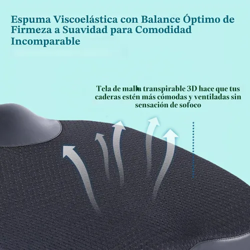 Vista 3 de Cojín de descompresión, cómodo cojín de espuma viscoelástica para conductores de asiento de automóvil, cojín de alivio del dolor de coxis (coxis)