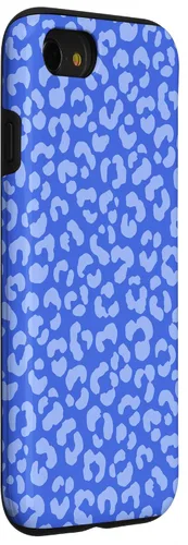 Vista 3 de Funda para iPhone SE (2020) / 7 / 8 con estampado de leopardo y guepardo con estampado de animales, estilo bohemio, color azul rey
