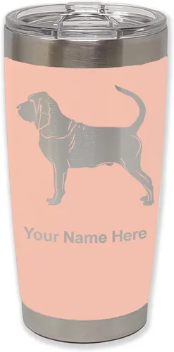 Vista 9 de LaserGram Vaso aislado al vacío de 20 onzas, perro sabueso, grabado personalizado incluido (negro)