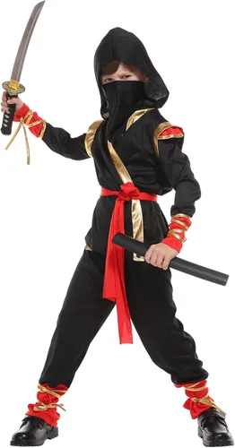 Vista 4 de Agares Disfraces de Halloween para niños, disfraz de Ninja Kungfu de lujo