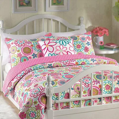 Vista 9 de Cozy Line Home Fashions Juego de colcha reversible de microfibra rosa para niñas (mariposas, tamaño individual, 2 piezas)