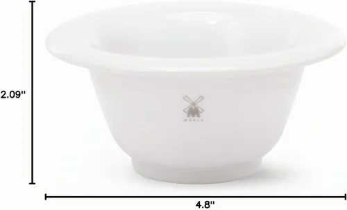 Vista 6 de MÜHLE Plato de afeitar con borde platino de porcelana blanca