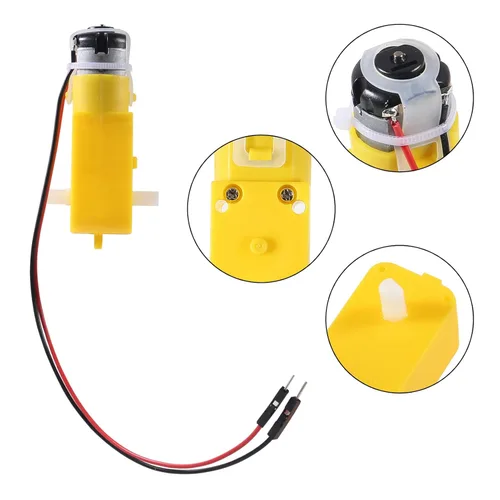 Vista 2 de ACEIRMC 8 unids TT DC Motor de caja de cambios de doble eje 3-6V Motor de engranajes 200RPM Ratio 1:48 Motor de eje con cable de 0.100 in