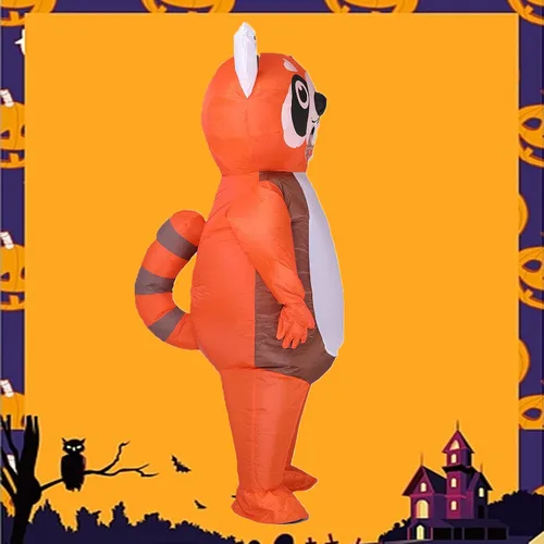 Vista 5 de Disfraz inflable de panda rojo para Halloween, de cuerpo completo, disfraz de animal para cosplay, para mujeres y hombres, fiesta de cosplay