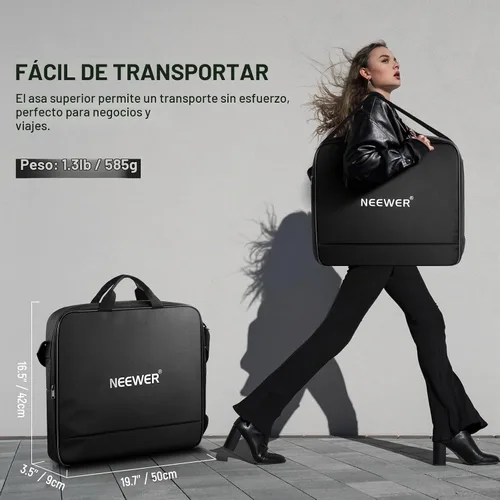 Vista 2 de Neewer Bolsa de transporte de luz de anillo de 12 pulgadas para RH12B RH12C RH10B RH8B, 19.7"x16.5"/50x42cm Funda de viaje de nailon protectora