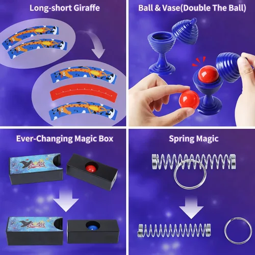 Vista 2 de Skirfy Kit de iniciación mágica: más de 100 trucos para niños de 6 a 10 años, incluye trucos de magia de dados, varita mágica