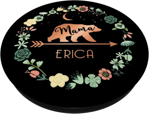 Vista 2 de Erica Name Pop Socket Floral Mama Bear Regalo de Día de la Madre – PopSockets Grip y soporte para teléfonos y tabletas