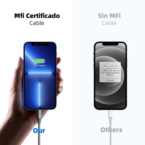 Vista 8 de Cargador para iPhone, paquete de 3 cables Lightning de 10 pies