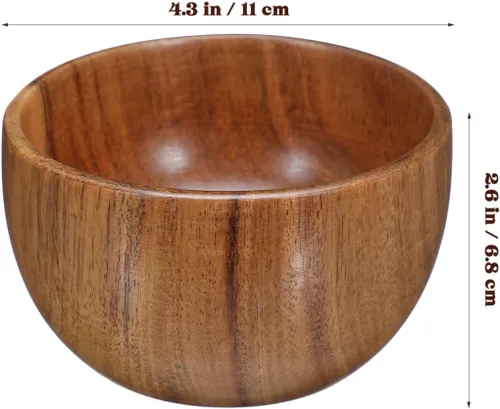 Vista 5 de Cabilock Ensaladera de madera, 4.3 X 2.4 in, Fruta y Snack Bowl Wooden Profile Serves Fruit, Snacks and Small Salads Neatly for Breakfast Tables