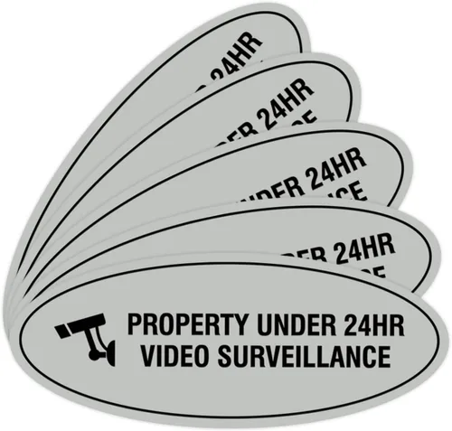 Vista 41 de Cartel de vigilancia oval PROPERTY UNDER 24HR - Negro - Pequeño (1 paquete)