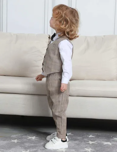 Vista 97 de A&J DESIGN Conjunto de traje de caballero para niños pequeños, 3 piezas, camisas, chaleco y pantalones