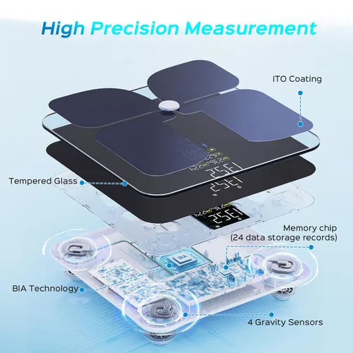 Vista 6 de Lepulse Báscula para peso corporal, báscula digital inteligente para baño con masa muscular IMC, 20 métricas de composición corporal, básculas