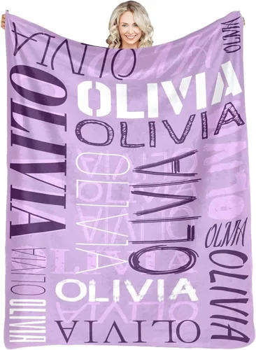 Vista 17 de Dr.TOUGH Manta personalizada con nombre personalizado para bebé, niño, niña, niños y adultos Rosa oscuro