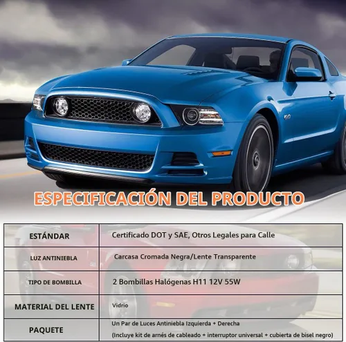 Vista 7 de Nixon Offroad Juego de luces antiniebla para Ford Mustang 2013 2014 con bombillas halógenas + kit de arnés de cableado + interruptor universal +