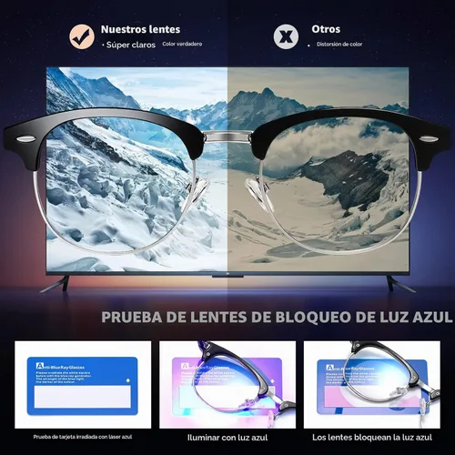 Vista 5 de Blue Light Blocking Glasses Anti Eyestrain Computer Gaming Glasses Vintage Half Frame UV Clear Lens for Women Men
