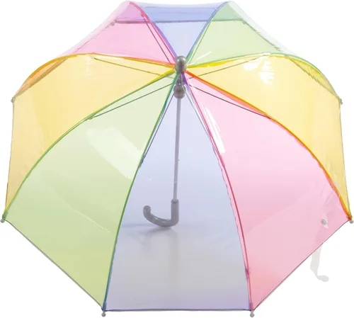 Vista 4 de totes Paraguas de burbujas transparente para niños con mango de fácil agarre, Arco iris, Moderno