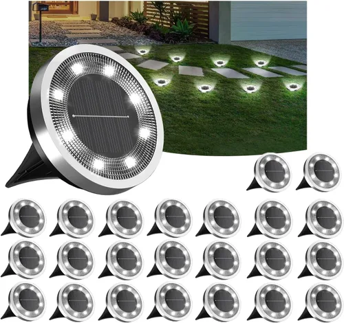 Vista 10 de INCX Luces solares de tierra, paquete de 10 luces solares impermeables para exteriores, luces solares de jardín, iluminación de paisaje para patio