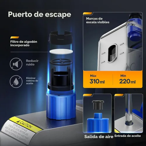 Vista 4 de VIVOHOME Bomba de vacío de aire de paletas rotativas de una etapa, 110V, potencia de 1/4 HP, 3.5 CFM con botella de aceite HVAC Vacuum Pump for