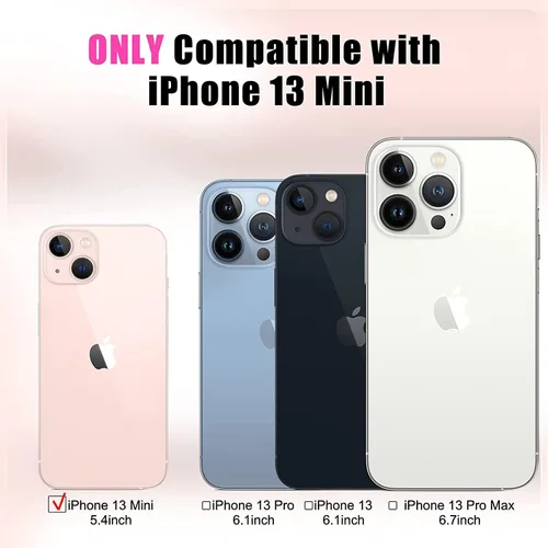 Vista 2 de Funda diseñada para iPhone 13 Mini (5.4 pulgadas), protección contra caídas de cuerpo completo, clip para cinturón, funda resistente con protector