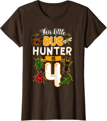 Vista 18 de Camiseta de fiesta de cumpleaños de insectos de este cazador de insectos de 4 años, Negro, S