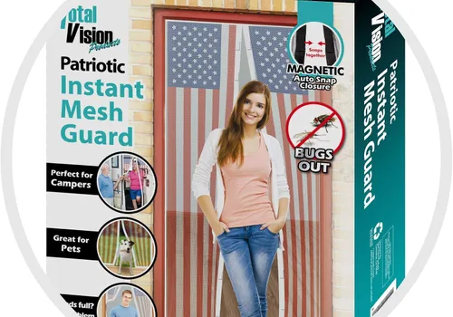 Vista 5 de Puerta mosquitera magnética con bandera de Estados Unidos, cortina de malla resistente de 40 x 85.5 pulgadas para patio y porche, cierre magnético