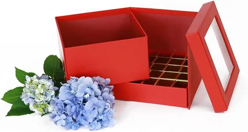 Vista 5 de USA-SALES UNIKPACKAGING - Caja sorpresa cuadrada para regalo y arreglos florales, tamaño 7.3 x 7.3 x 6.1 pulgadas para arreglos de regalo