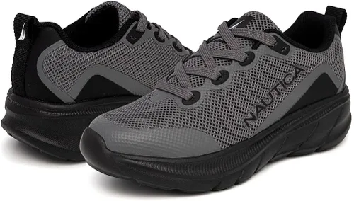 Vista 6 de Nautica Zapatos deportivos con cordones para niños, cómodos zapatos para correr para niños y niñas, niños pequeños y grandes