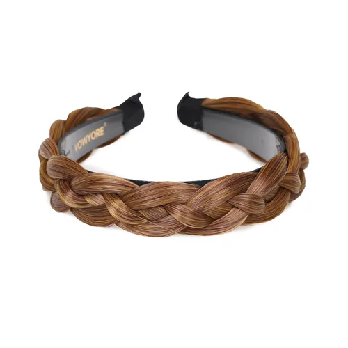 Vista 9 de Diadema trenzada de pelo sintético, aro de pelo clásico, grueso, ancho, trenzado, peluca de trenzas esponjosas, accesorio de belleza para mujeres