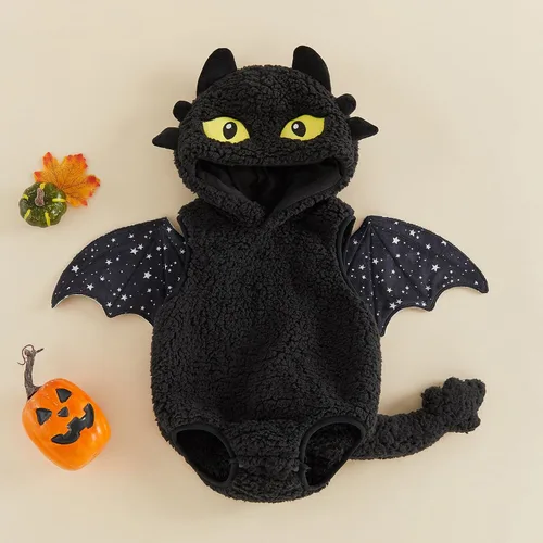 Vista 3 de Mameluco de Halloween para bebé, disfraz de animal, sin mangas Negro