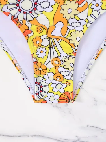 Vista 5 de SHENHE Bikini de dos piezas con aros y estampado floral para mujer