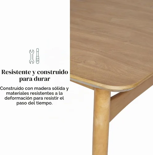 Vista 4 de Walker Edison Mesa de comedor moderna Mid-Century de madera maciza con patas cónicas, 59 pulgadas, fresno inglés