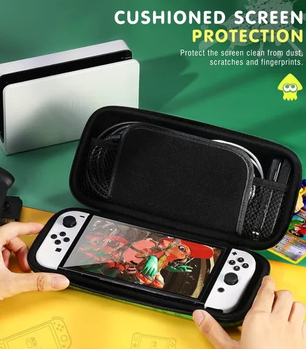Vista 7 de TiMOVO Funda de transporte para Nintendo Switch modelo OLED 2021 y Switch, bolsa de almacenamiento de juegos de carcasa dura duradera, bolsa