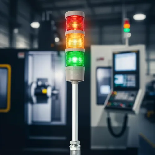 Vista 6 de Luz de torre LED Andon de 3 pilas industrial de 16 pies